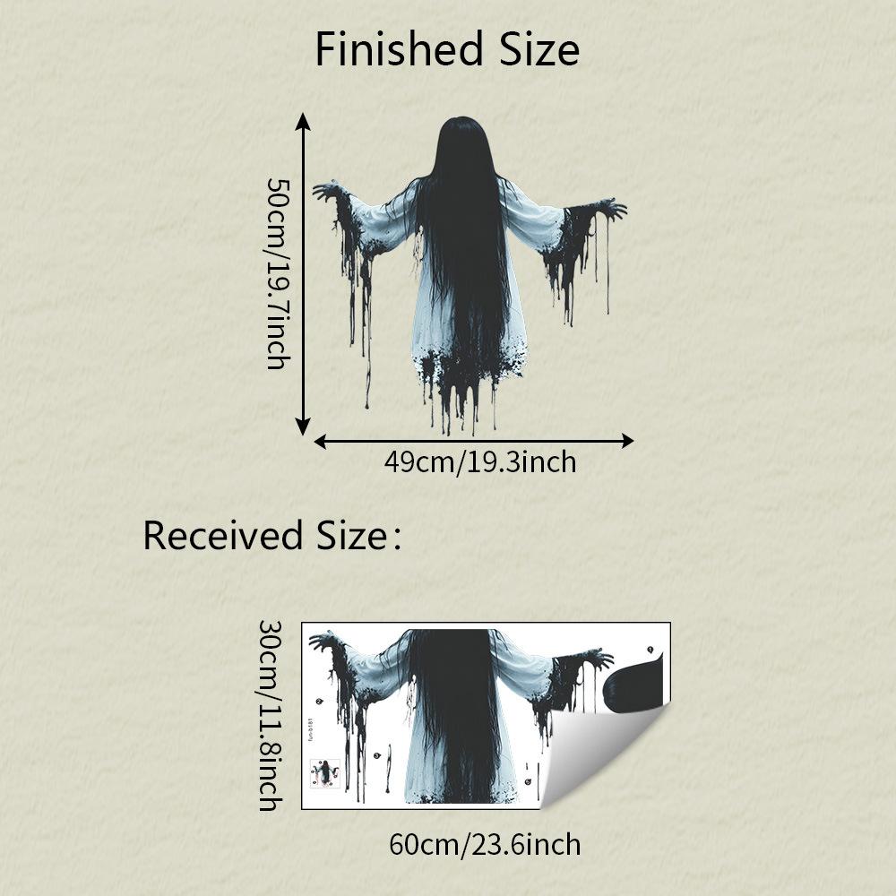 Halloween Horror Faceless Female Ghost Home Atmosphere Decoration Stickers