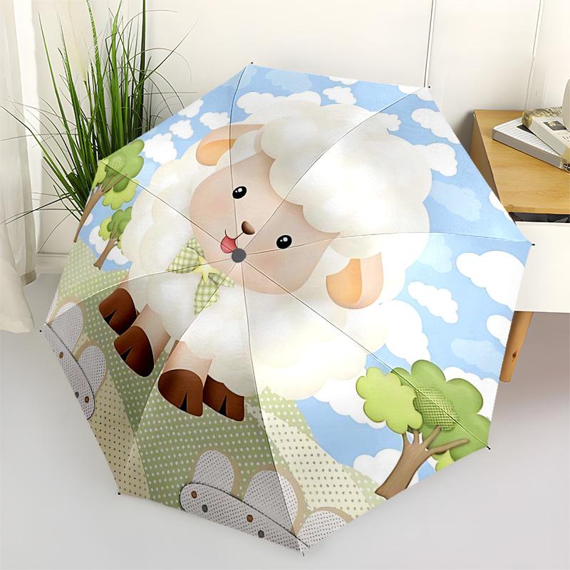 1PC Sheep Umbrella-8-Rib Reinforced Portable Folding Travel Suitable for All Seasons Outdoor Daily , Fun Design-Z0435