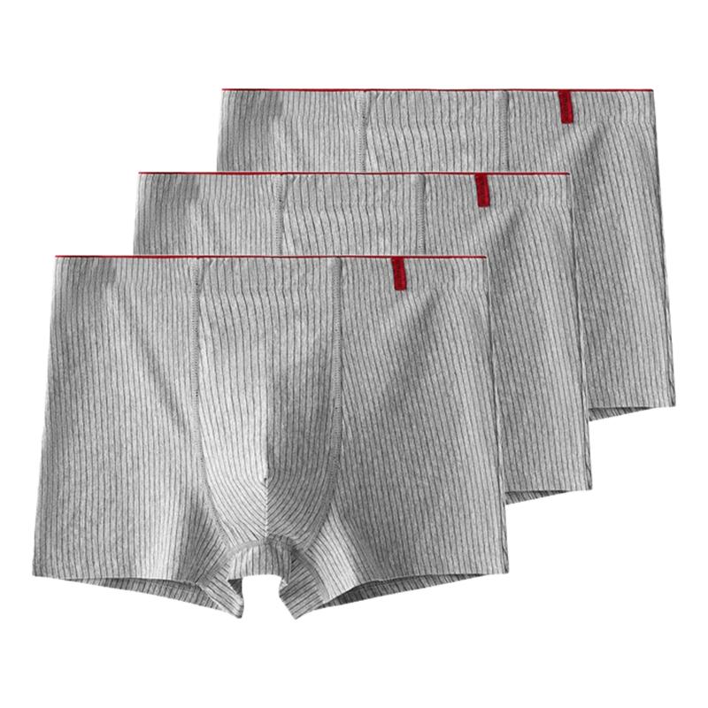 3 Pieces Men's Boxer Shorts Breathable Cotton Underwear Striped Underpants Male Panties U Convex Lingerie XL-5XL