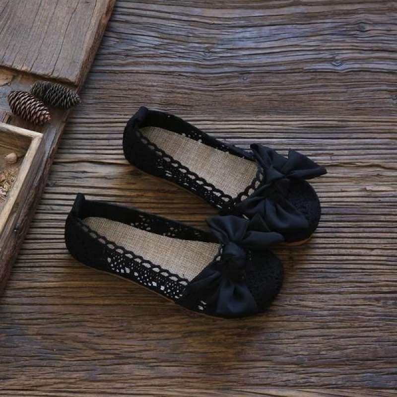 2025 summer new old north cloth shoes women's bow hole hollow maternity shoes fisherman shoes Doudou women's single shoes