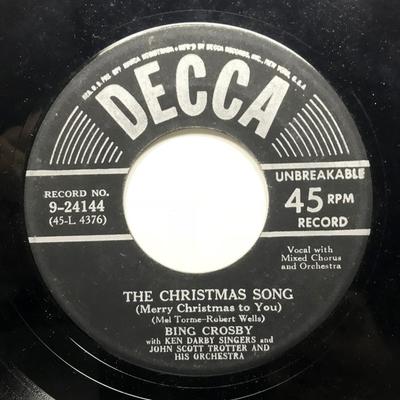 Disque 7 pouces BING CROSBY - The Christmas Song/O Fir Tree Dark 924144 Decca 1960 US Pop Occasion
