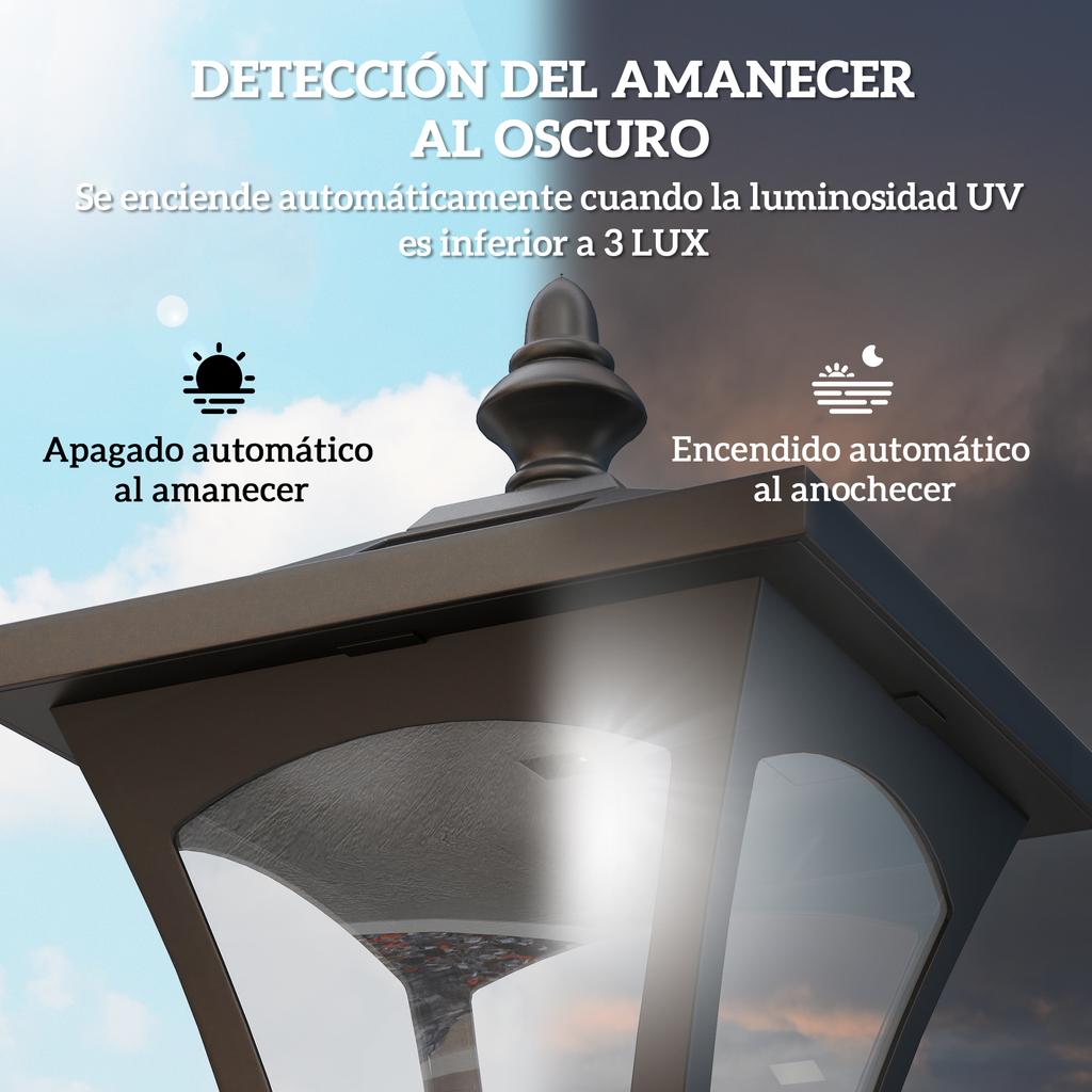 Solar Street Light, Outdoor, Automatic Shut-Off, IP44, 15 x 15 x 120 cm, Black