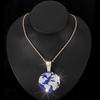 Collana in Lega con Ciondolo Hip Hop Terra Completamente Intarsiato di Strass Catena Cubana da Uomo Stile a Strati