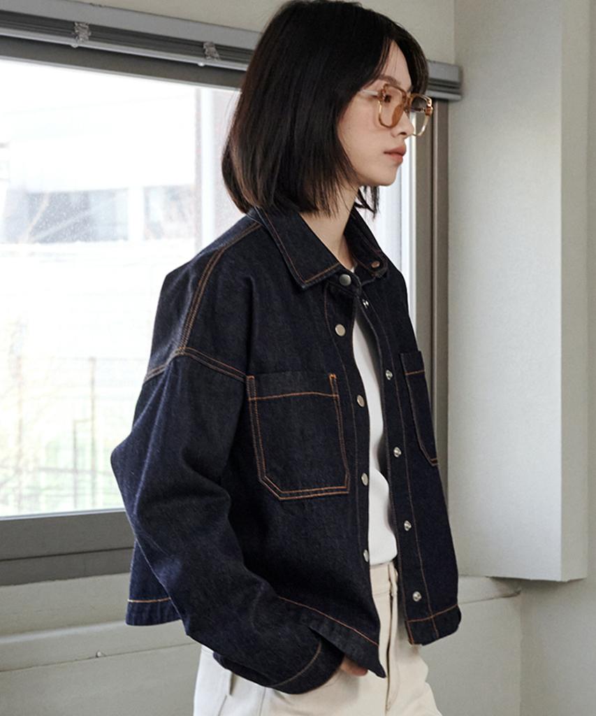 Maloupe 9404 Non-Faded Denim Shacket (Dark Indigo)