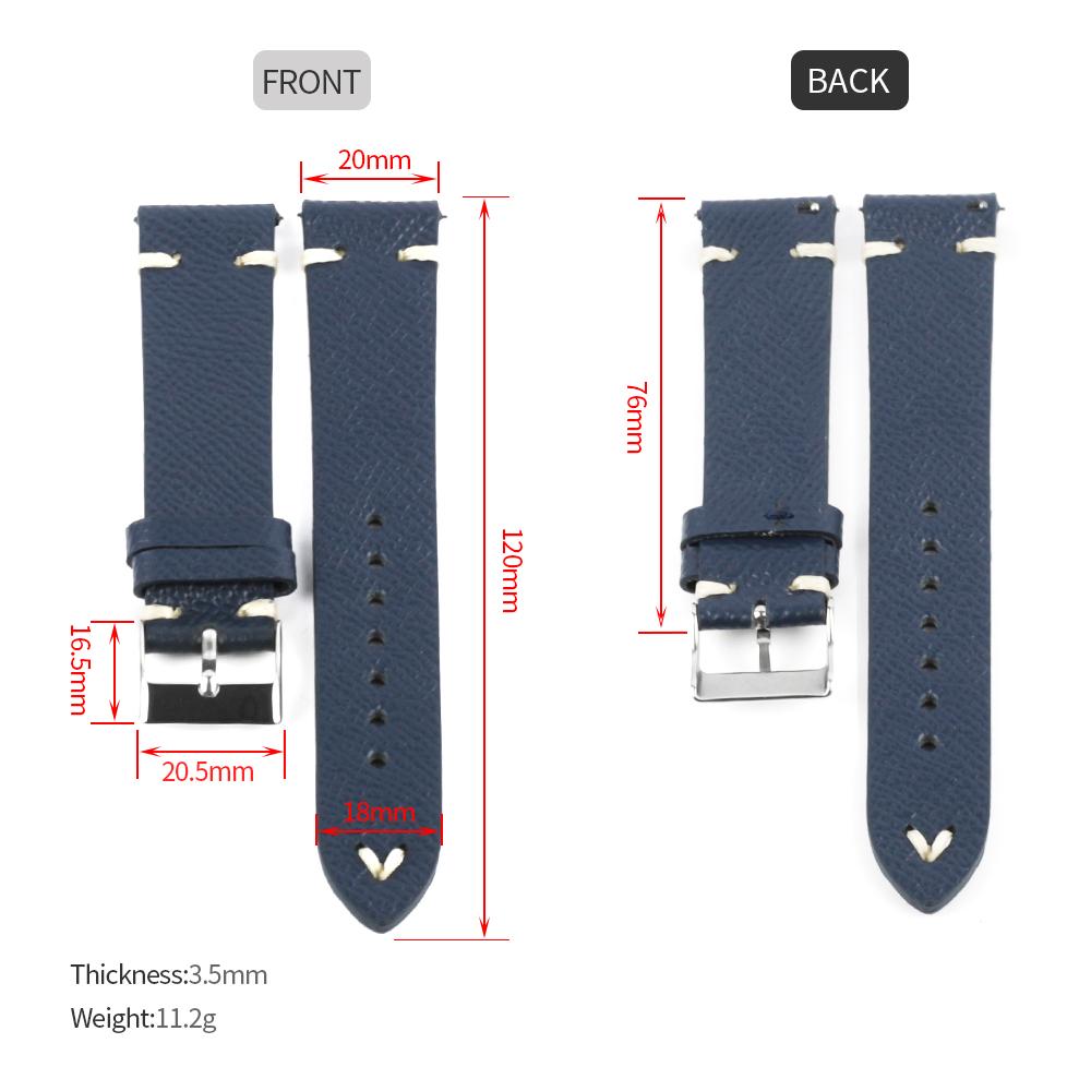 Handmade First Layer Leather Watchband 18mm 19mm 20mm 21mm 22mm Palm Pattern Bracelet Wristband Vintage Watch Straps