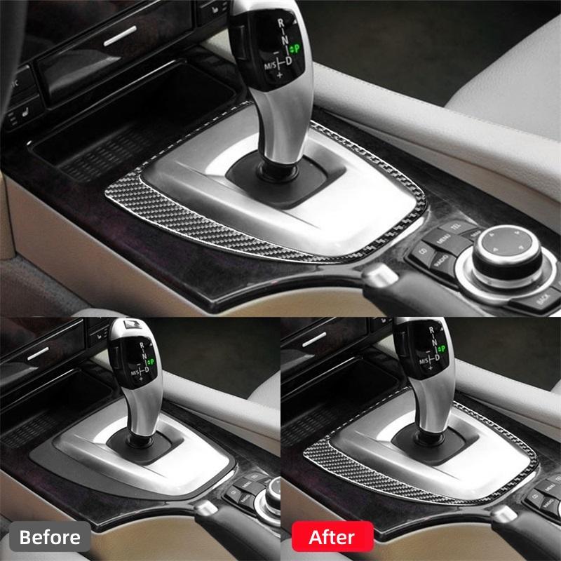 For BMW 5 Series E60 2005-2010 Car Interior Accessories Carbon Fiber Interior Car Gear Shift Panel Trim Cover Frame Stickers
