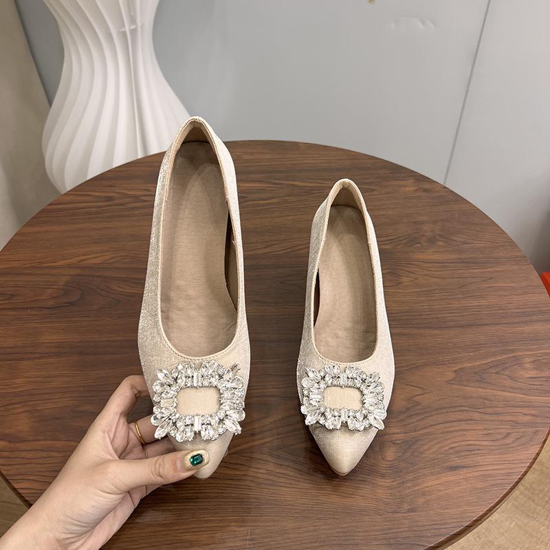 

French rhinestone soft leather inner height increase 8cm single shoes women s 2025 new temperament pointed versatile shallow mouth high heels 40 абрикосовый