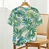 Women's Basic Short Sleeve Top Cotton Breathable Casual Tee with Tropical Plant Print, Ideal for Daily Outfits & Coffee Shop Visits.