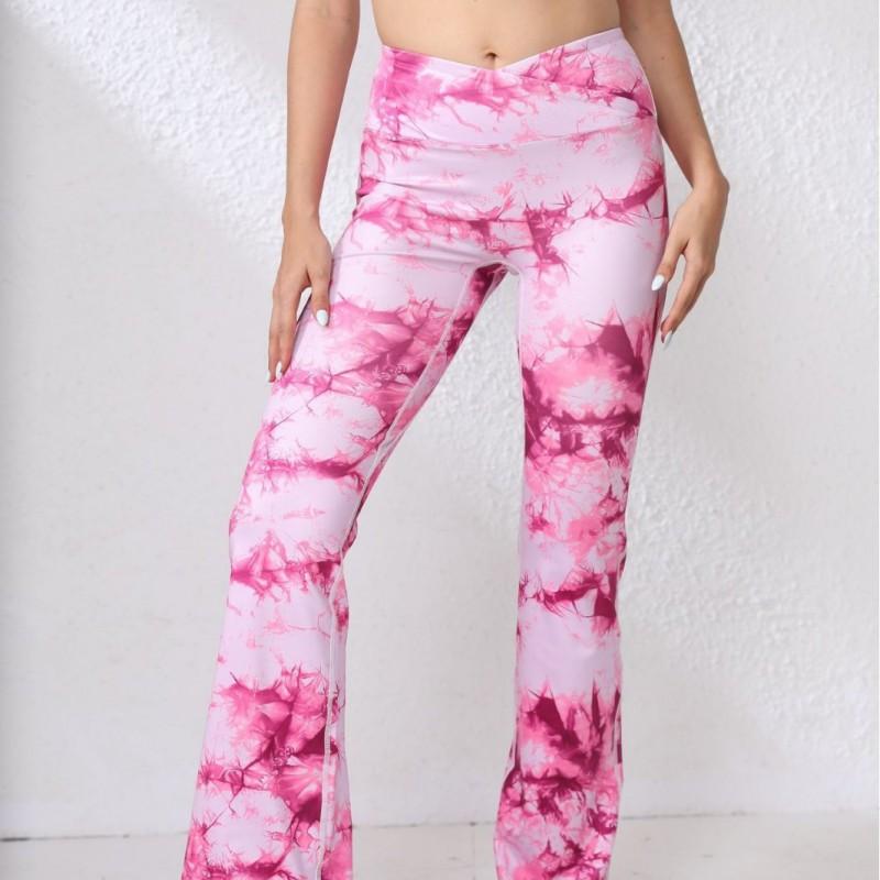 Digital Print Tie-Dye High-Waist Yoga Leggings With Matching Sports Bra Set Women Running Fitness Workout