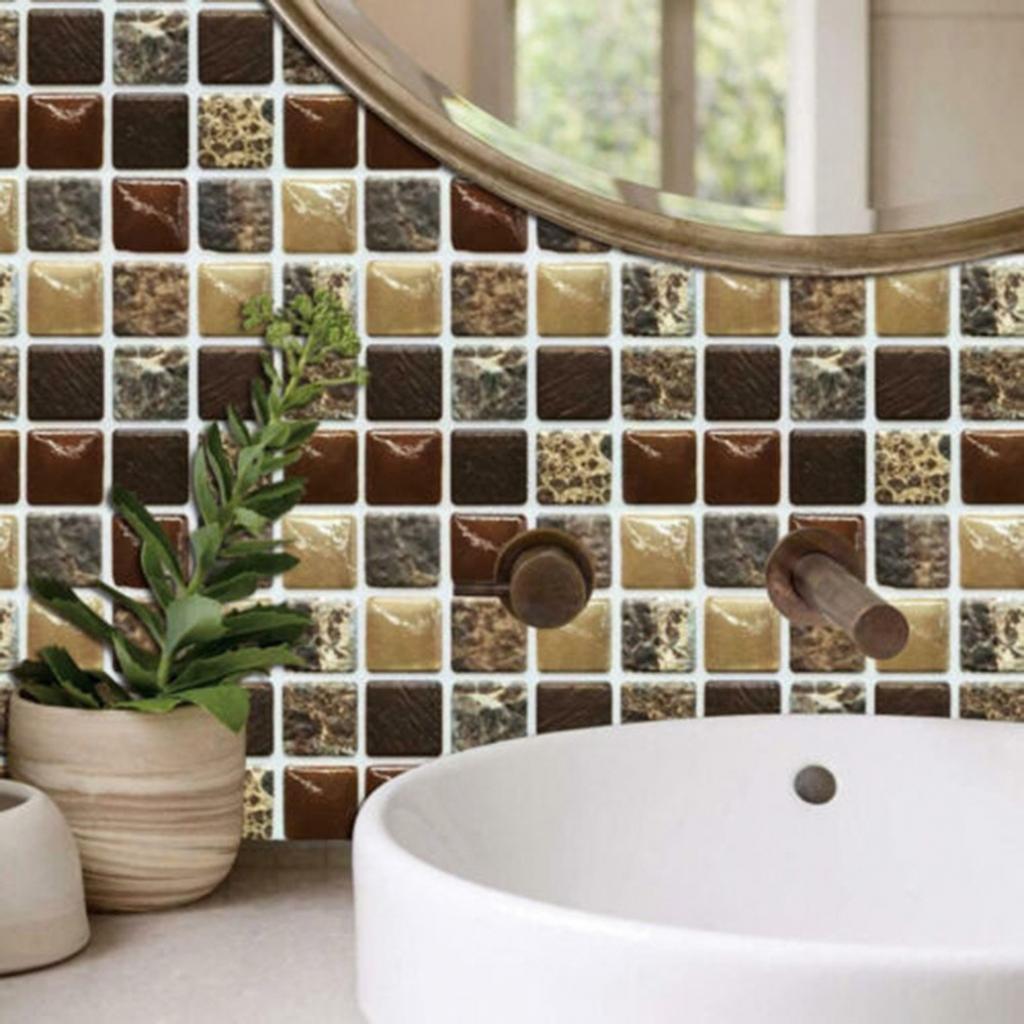 Self-Adhesive Mosaic Tile Stickers Waterproof Home Kitchen Wall Decal Decoration