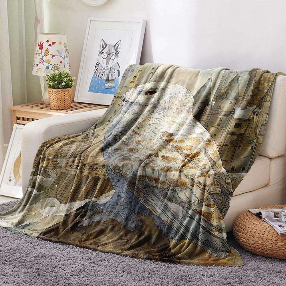 Eulen-Print Flanelldecke, Hohe Qualität, Bequem für alle Jahreszeiten, Heimdekoration, Wärme und Komfort, Perfekt für Weihnachtsgeschenke