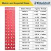 Fast Thread Identification Gauge with 28 34 44 Holes for Both Metric and For IMPERIAL Screws Lightweight Aluminum