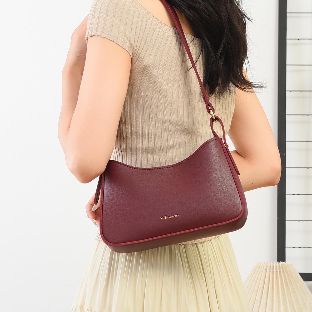 New Fashi Women's Minimalist PU Leather Hobo Shoulder Bag, Casual Underarm Handbag with Adjustable Strap for Work & Daily Use