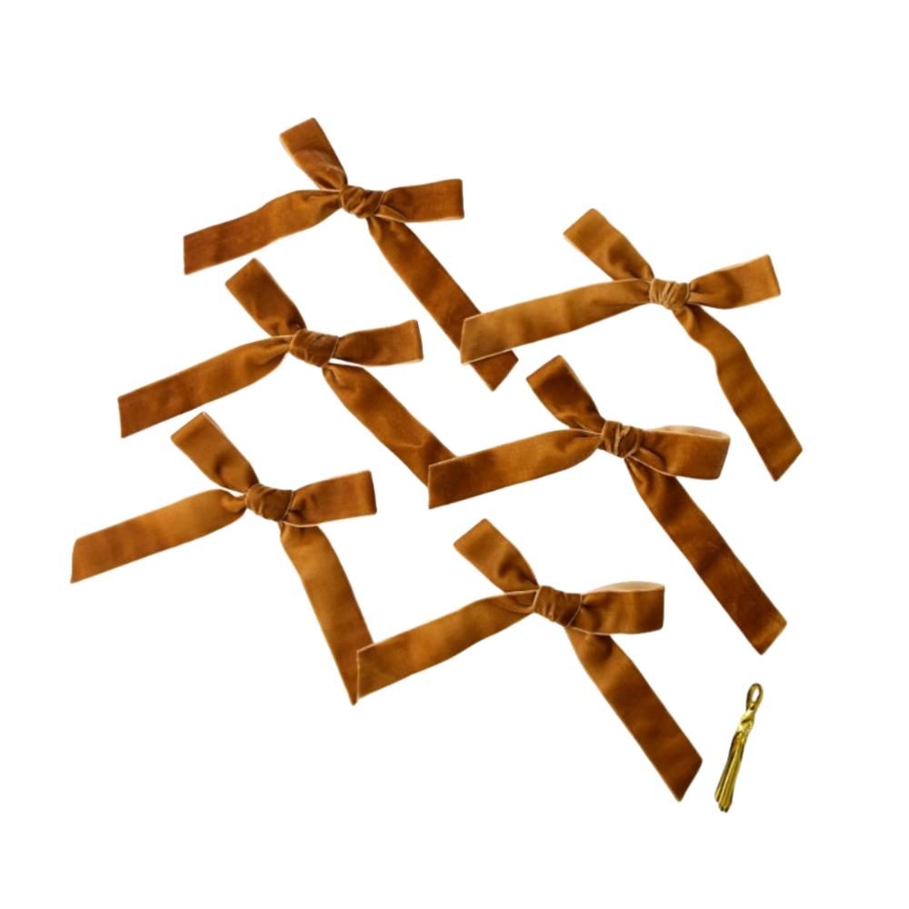 6pcs New Velvet Xmas Tree Ribbon Merry Christmas 2.5/3.8cm Hanging Pendant Red Green Brown Wreath Ribbon Decor Party Decor