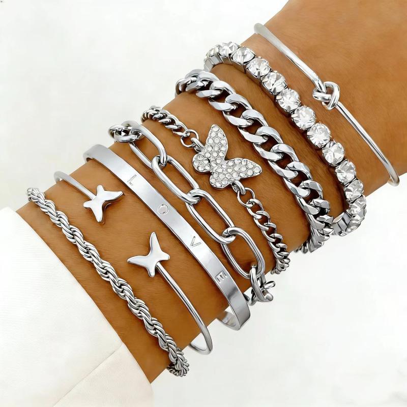 Multi-layer Punk Hip Hop Beaded Bracelet Set for Women