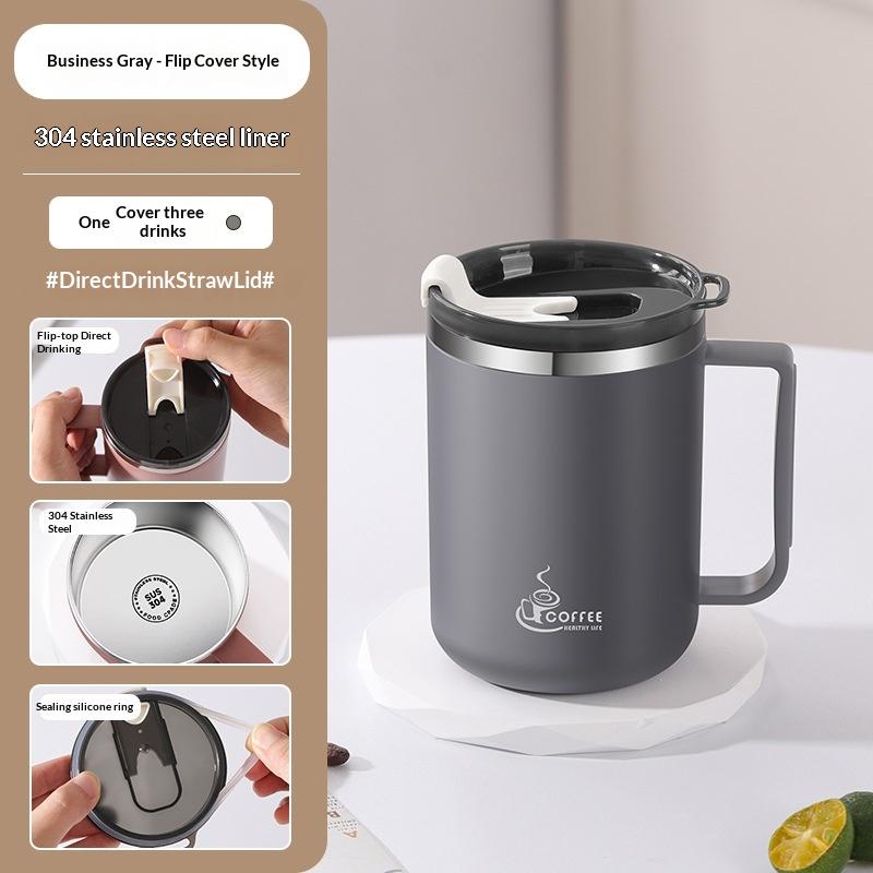 304 Stainless Steel Double Wall Insulated Coffee Mug with Handle 6 Hour Heat Retention for Commute Travel Use 1PC
