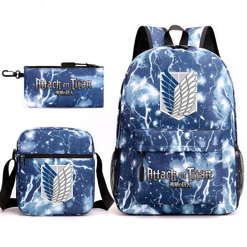 Attack Giant Elementary School Bag Backpack Casual School Bag Three-piece Set