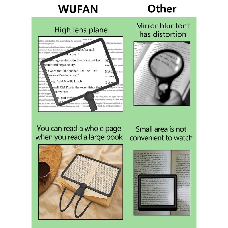 48 LED Hands Release Magnifying Glass 2X Zoom Large Lens Cold Warm Natural Light For Closes Up Tasks Elderly Use