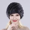 Russian Lady 100% Natural Real Rex Rabbit Fur Hats Women Kintted Outdoor Rex Rabbit Fur Hat New Warm Real Fur Caps