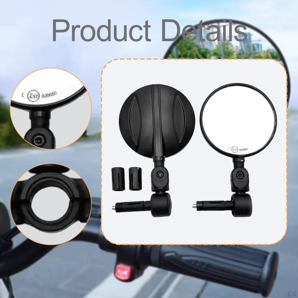 2 Pieces Bike Handlebar Mirror Handlebars Mounted Sturdy Ajustable Rear View Mirrors Rearview