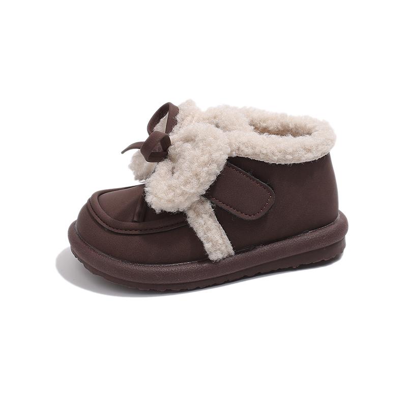Chaussures d'extérieur en coton pour enfants, Chaussons chauds pour la maison pour filles, Chaussures à semelle souple pour enfants, Chaussures plates en peluche à la mode pour enfants, Antidérapantes, Taille 23-34