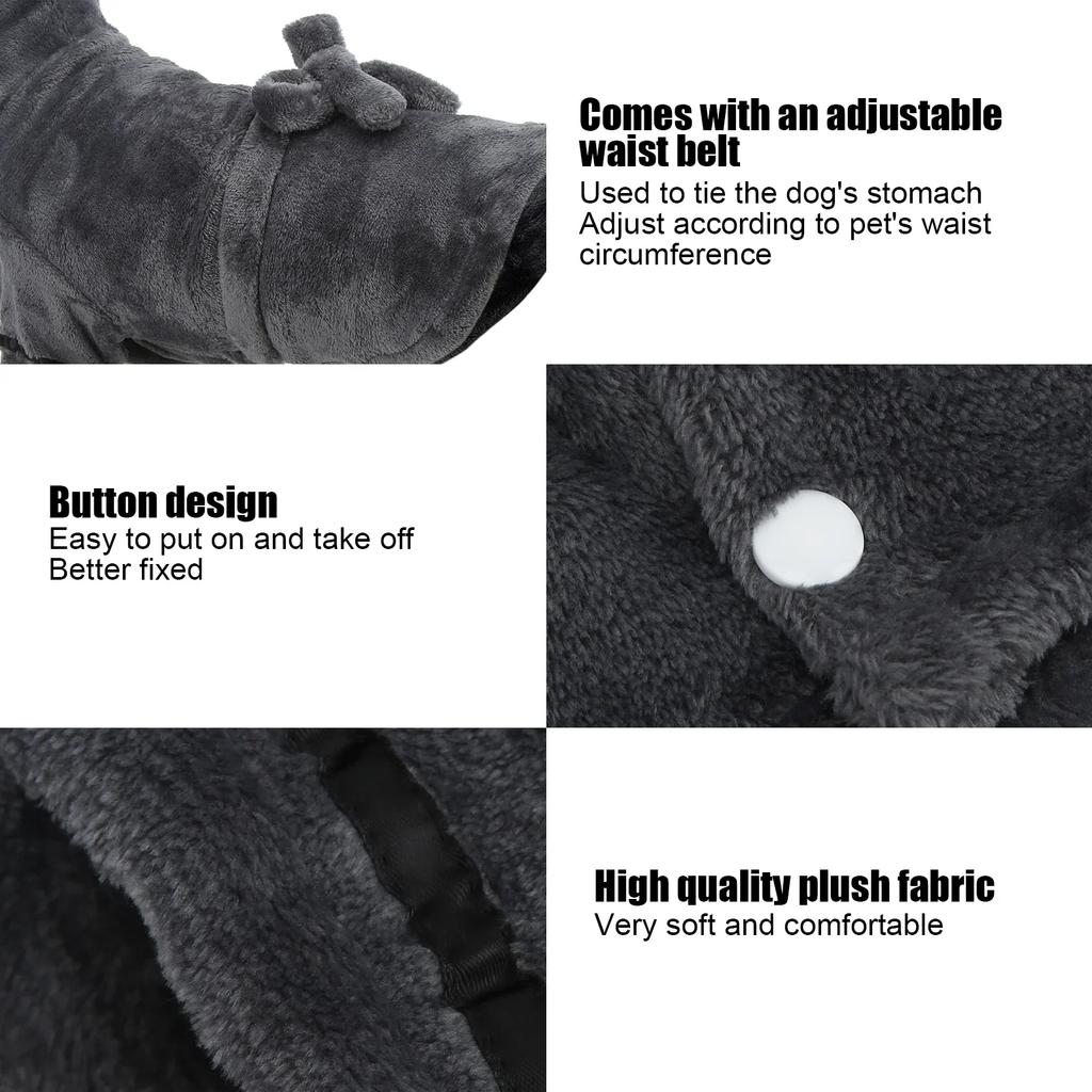 Pet Bathrobe Plush Soft Absorbent Dog Nightwear With Hood Waist Belt For Puppy Cats