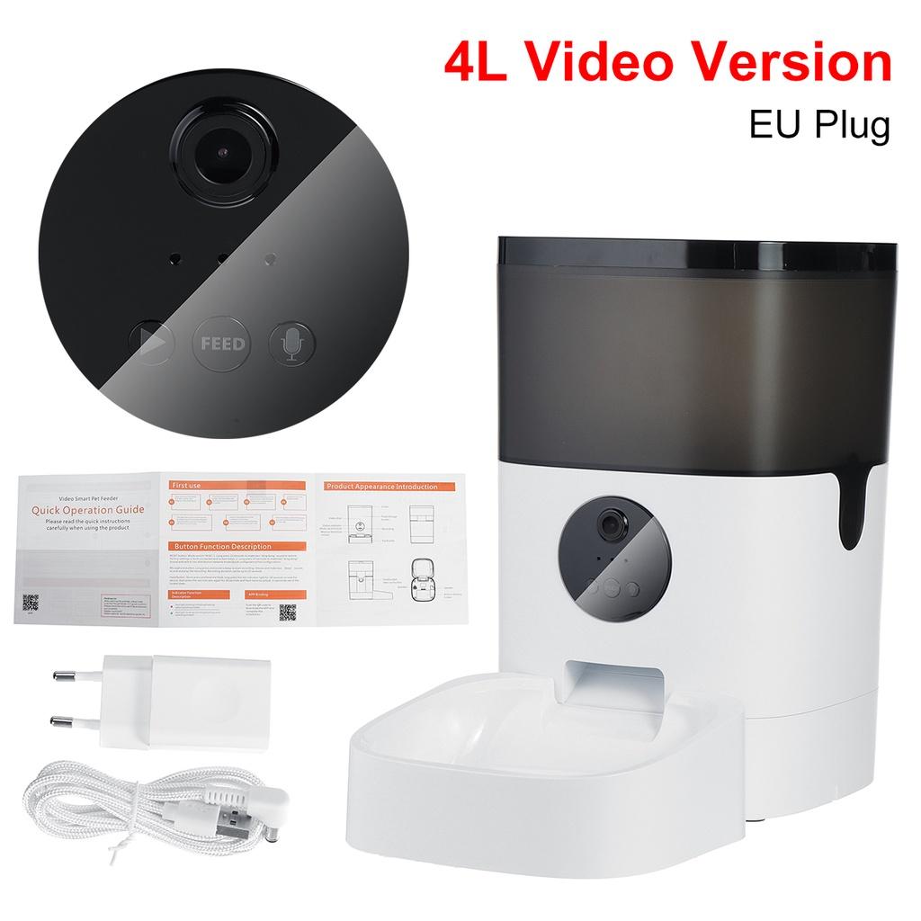 Αυτόματη τροφοδοσία κατοικίδιων 4L APP Έλεγχος χρονισμού τροφοδοσίας Φωνητική εγγραφή Διανομέας τροφών για κατοικίδια Βίντεο/Έκδοση WiFi/κουμπιού