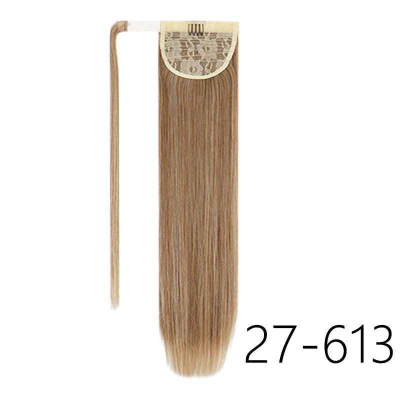 MERISIHAIR Women Long Straight Ponytail Wig Black Brown Synthetic High Temperature Fiber Ponytail Hair Extensions Daily Use