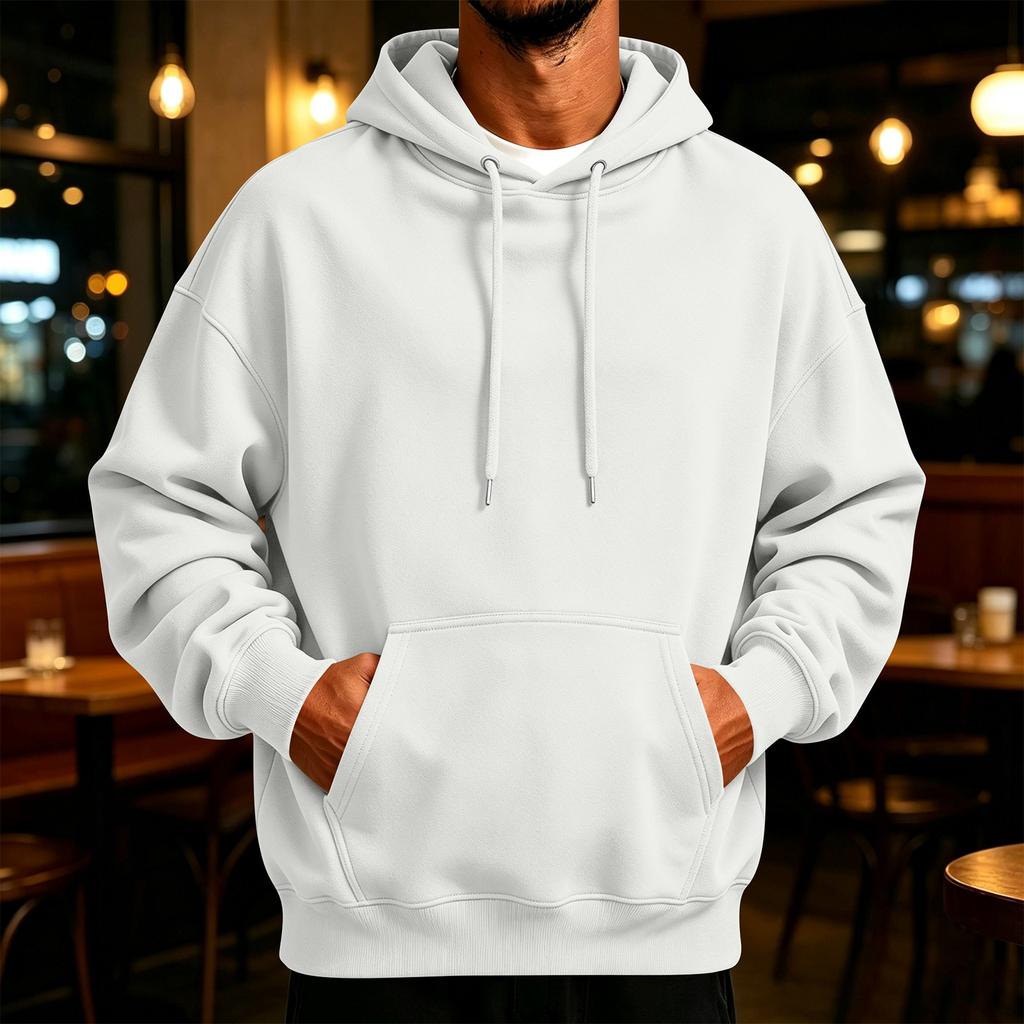 Herren Retro Hoodie Lockere Passform Lässiger Pullover Sweatshirt für Herbst Winter
