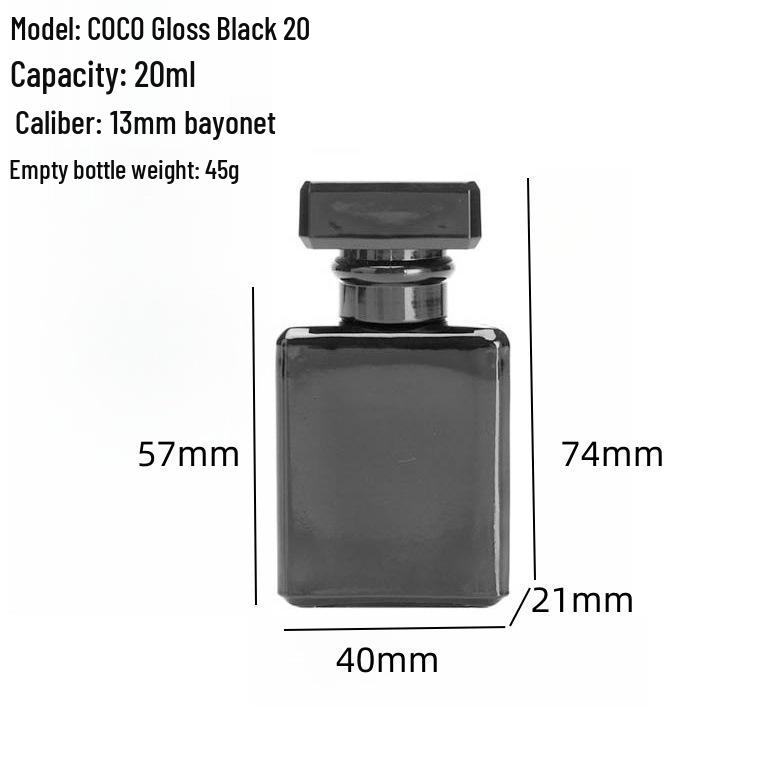 Black Glass Perfume Decanter - Portable 30ml Flat Square Bottle