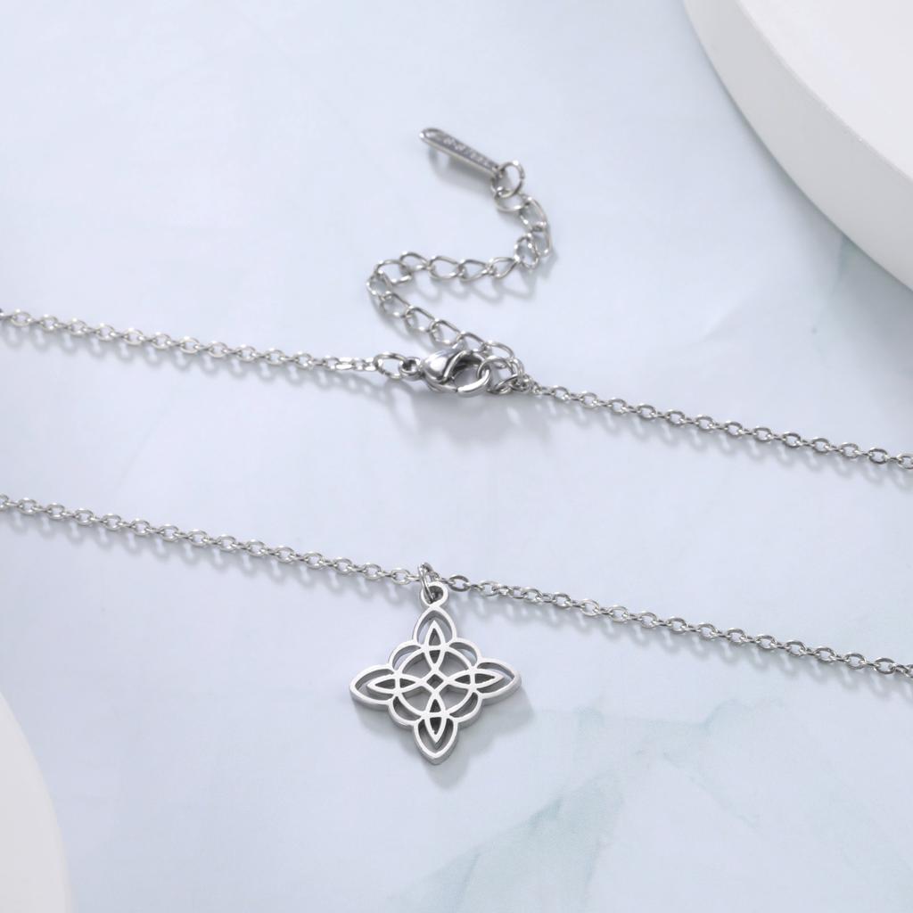 Witchcraft Witch Knot Pendant Necklace for Women Stainless Steel Geometric Choker Neck Chains Vintage Amulet Jewelry Gift