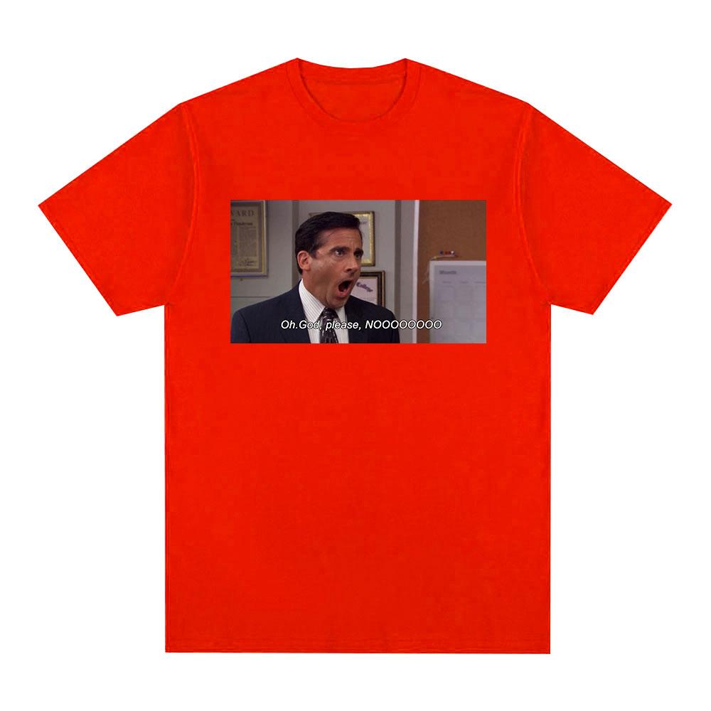 Michael Scott Homage The Office Men T Shirt Tv Series Oh God Please NO Graphic Short Sleeve T Shirts Cotton Oversized T-shirt