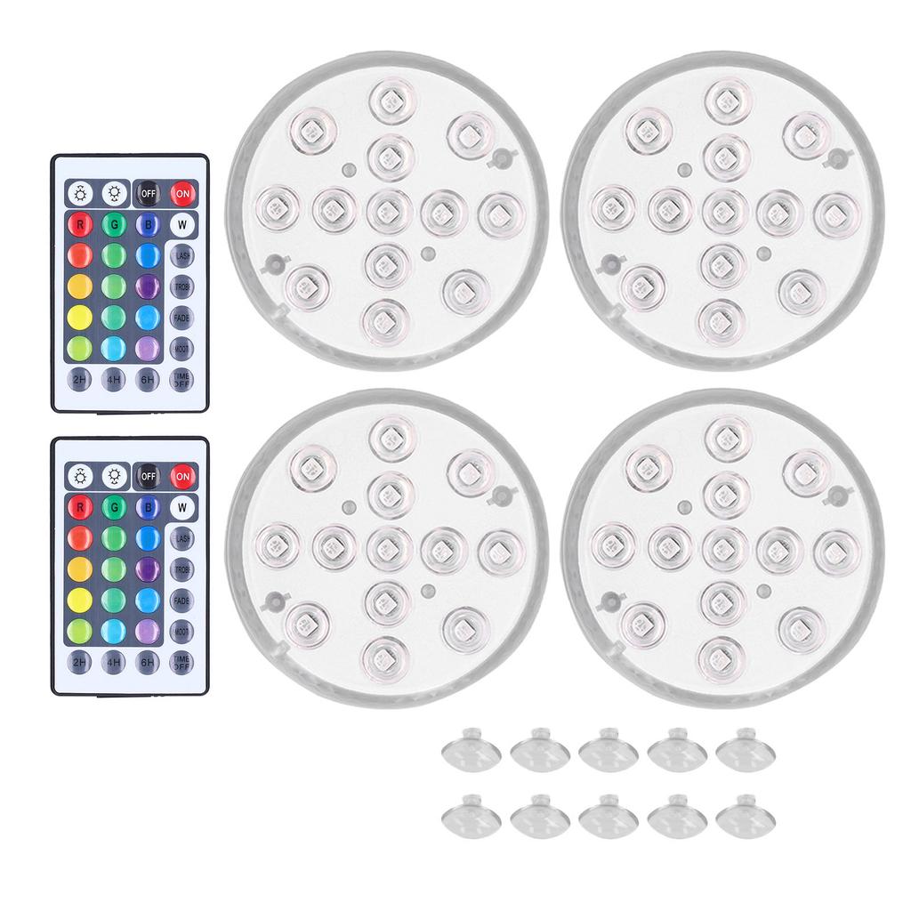 4PCS 16 Color LED Submersible Light with Magnet Suction Cup for Pool Fish Tank Fountain Party