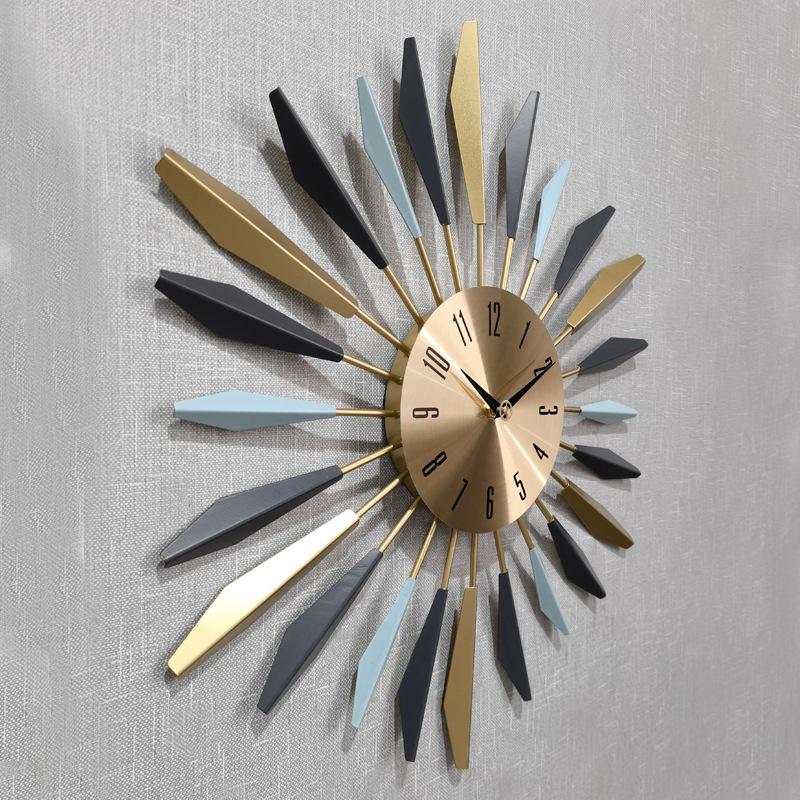 European Luxury Iron Wall Clock for Living Room or Patio Decor