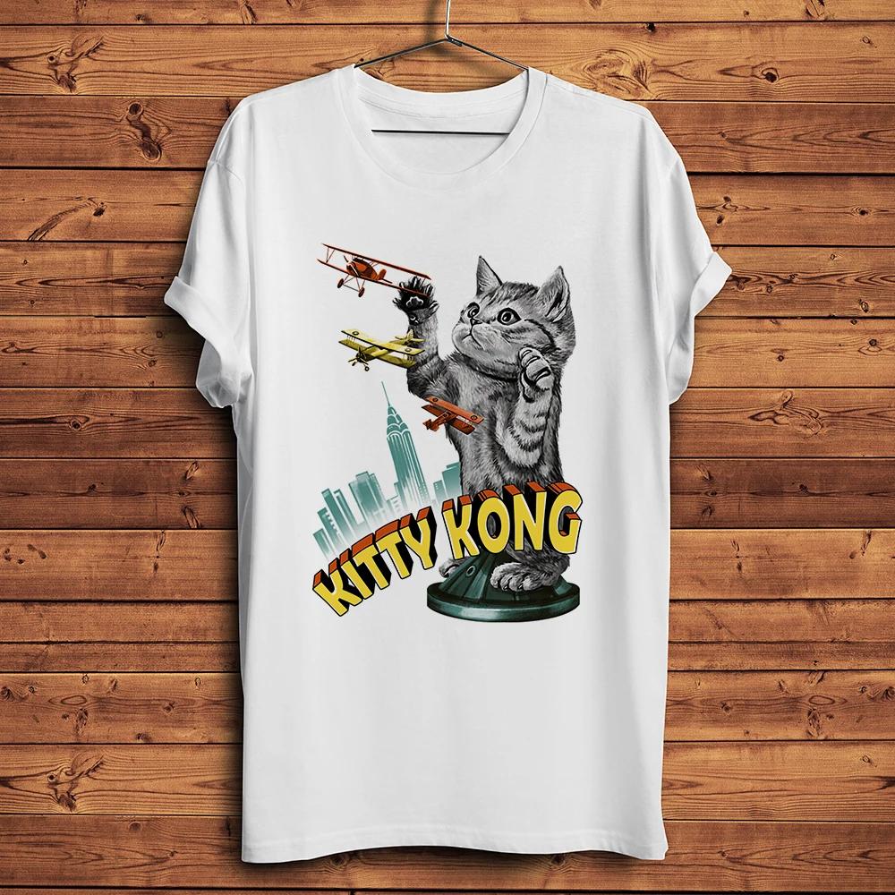 Cat Kong Kitten Kaiju Funny Meow Unisexga TShirtWhite Casual Short Sleeve TshirtStreetwearUnisex TeeBreathable Print Nocrack S