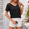 Damen Sexy Frühling und Sommer Neu Beliebt Damen Gespleißte Mesh Kurzarm Tops Farbe Lässiges Lockeres T-Shirt