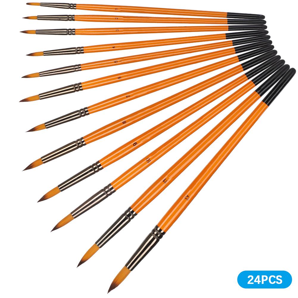 2 Sets Artist Brushes Black Tail Double Color Nylon Wool Watercolor Student Art Painting Tool