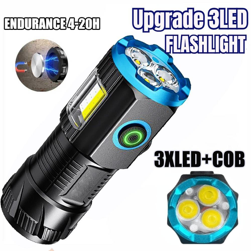 Pocket EDC Mini Led Flashlights USB Rechargeable with 18350 Battery Strong Powerful Outdoor Torch Camping Lamp COB Work Light