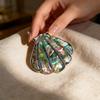 Vintage Shell Brooch Pendant With Geometric Inlay For Women And Men