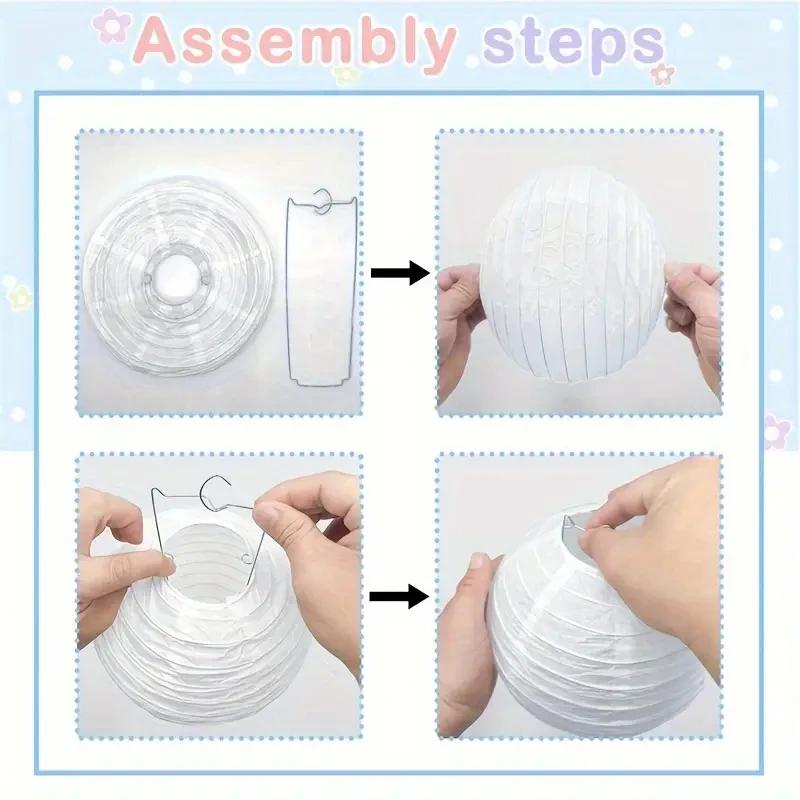 White Paper Lantern Set Round Folding Outdoor Wedding Decorative Hanging Lantern for Party Festive Lighting