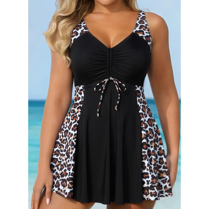 2026 Plus Size European & American Two-Piece Bikini Set with Skirted Bottoms for Women