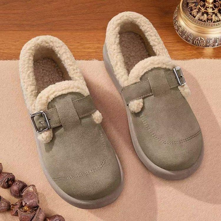 New casual shoes soft-soled Birkenstocks piled and thickened warm cotton shoes non-slip and comfortable Doudou shoes