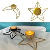 Iron Candlestick Christmas Decoration Candle Holder with Moon Star Designs Metal Tealight Candle Stand for Centerpieces