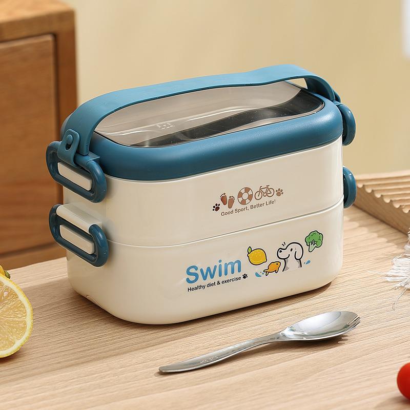 Doppellagige isolierte Lunchbox für Damen: Kompakter Edelstahl-Mahlzeitbehälter zum Abnehmen, ideal für Studenten & Berufstätige