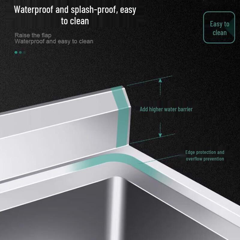 Thickened Stainless Steel Single Sink with Platform