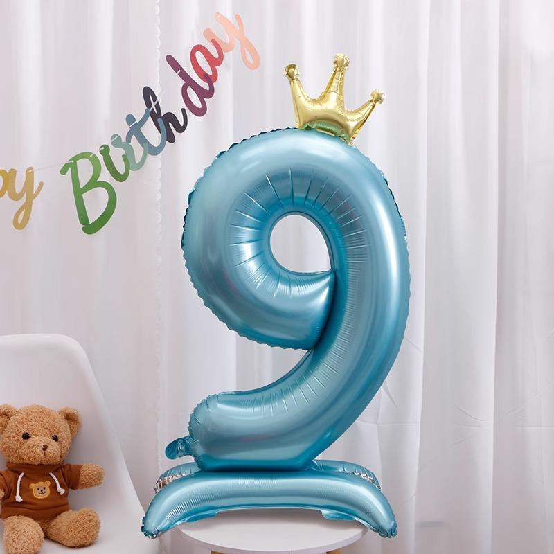 

42 Inch Standing Large Pink Base Digital Balloon Birthday Decoration Scene Arrangement Birthday Photo Prop Balloon 42 Base Standing Number 9 Blue
