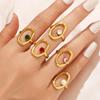 INS Style Hollow Geometric Oval 18K Gold Plated Stainless Steel Ring