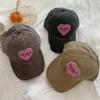 Women Baseball Cap Vintage Washed Cotton Soft Top Dad Hat Retro Y2K Pink Love Heart Letter Embroidered Snapback Caps
