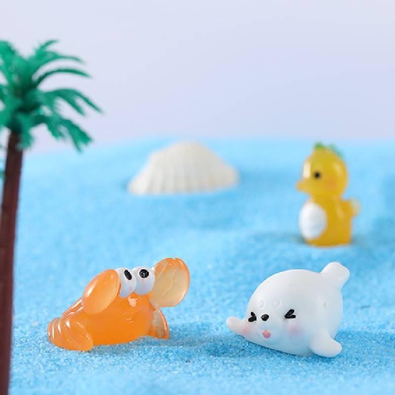 Adorable Resin Ocean Animal Figurines With Cute Cartoon Designs Including Whale Jellyfish Hermit Crab And More