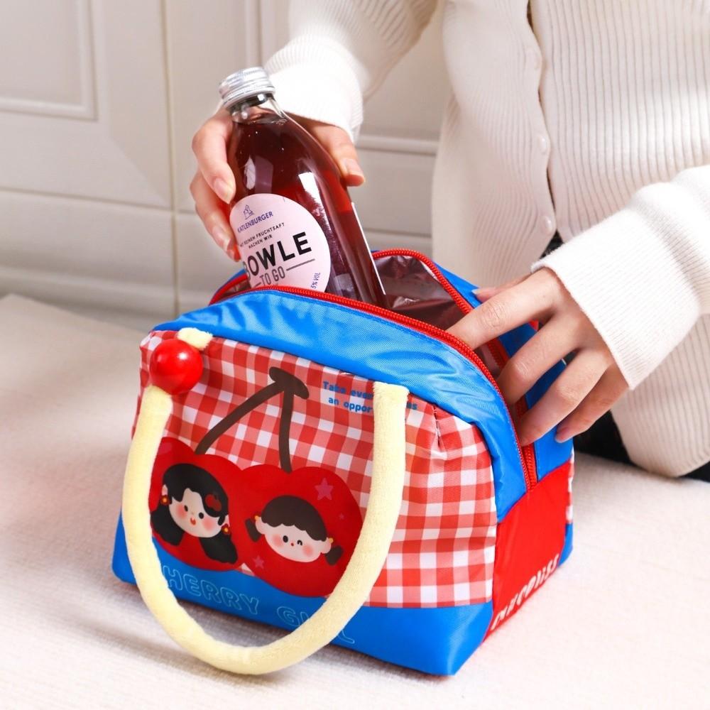 Cartoon Print Insulated Lunch Bag Aluminum Foil Large Capacity Outdoor Picnic Bag Portable Fresh-Keeping Students Lunchbox Bag